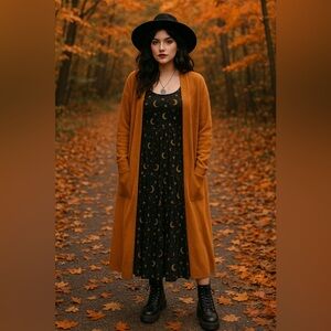 Bohme Soft Mustard‎ Duster Cardigan Fall Cozy Long Sweater Size S/M